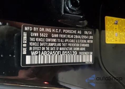 2015 Porsche Macan S из США, поврежденный, VIN WP1AB2A50FLB55139